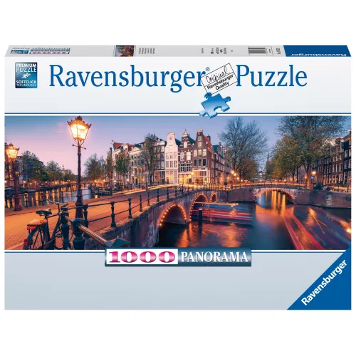 Ravensburger puzzel 1000 stukjes Panorama Avond in Amsterdam